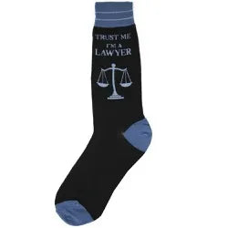 Men's Socks - Novelty, crew sock, fun- I'm a Lawyer 