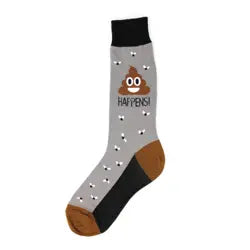 Men's Socks - Novelty, crew sock, fun- Poop Happens 