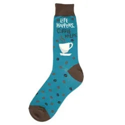 Mens Sock - Life Happens.  Coffee Helps. Sock - 6967M 