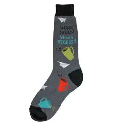 Men's Socks - Novelty, crew sock, fun- When's Recess 