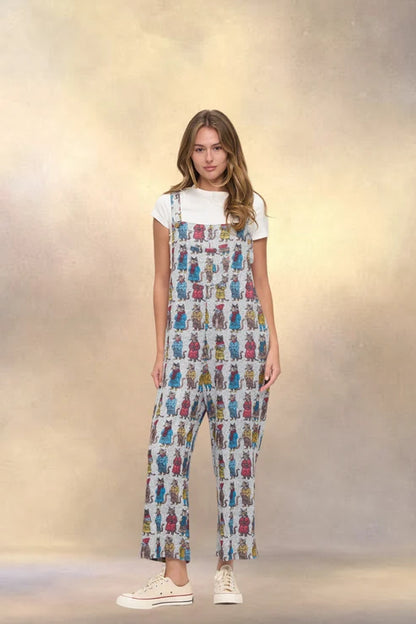 Overalls Grey Cozy Cat Print&nbsp; SMT2617