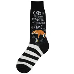 Men's Socks - Novelty, crew sock, fun - Cat Time 