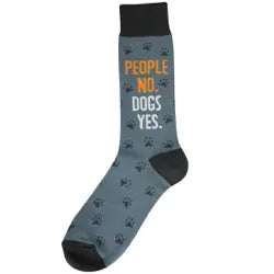 Men's Socks - Novelty, crew sock, fun- People No, Dogs Yes 