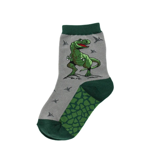 Kid's Socks Two Sizes Available T-Rex Grey/Green 7047 