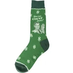 Men's Socks - Novelty, crew sock, fun- Money cash 
