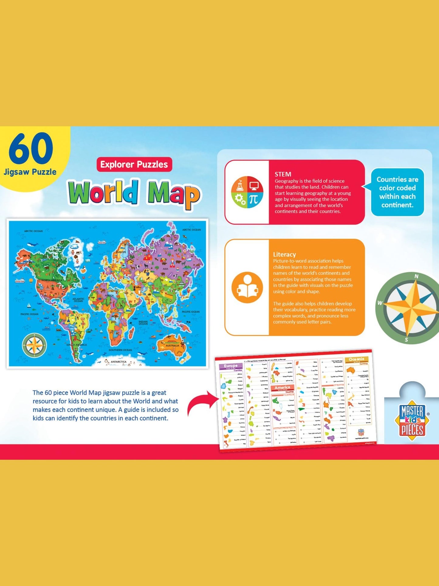 Puzzle 60Pc Explorer World Map Children's  11908.02 
