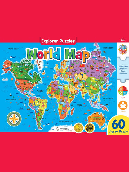 Puzzle 60Pc Explorer World Map Children's  11908.02 