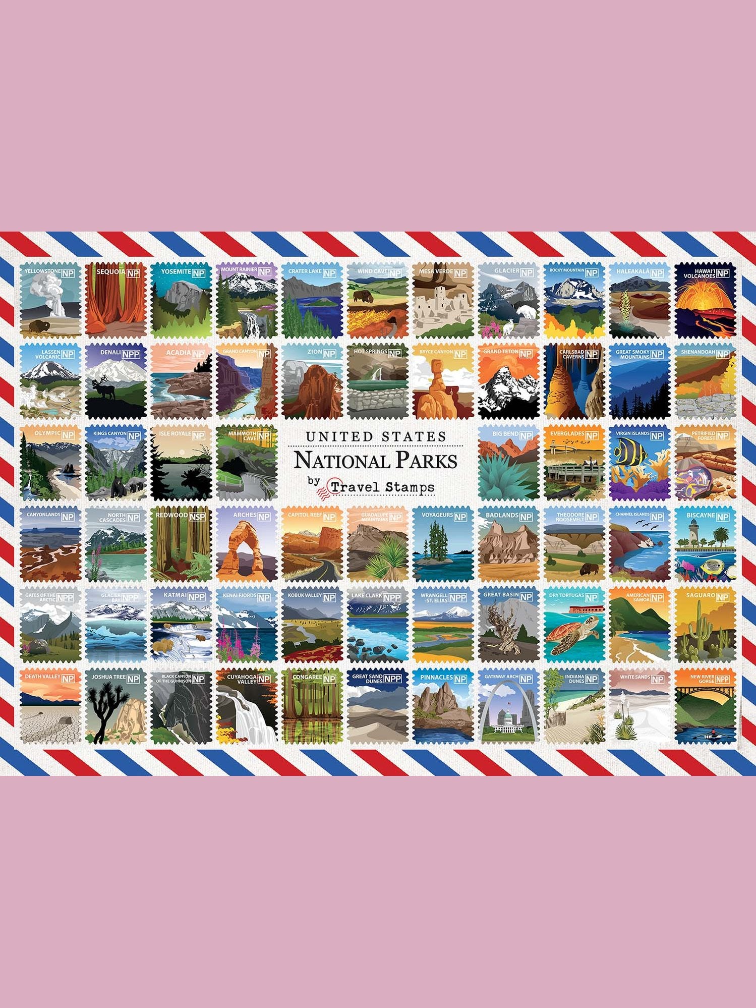 Puzzle 1000 Pc America's National Parks By Travel Stamps  72377.01 