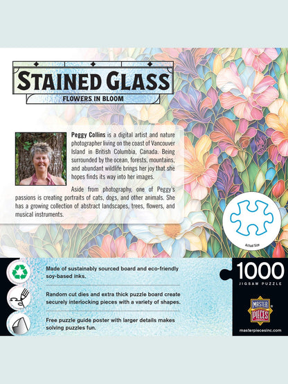 Puzzle 1000 Pc Stained Glass Flowers In Bloom 7250 