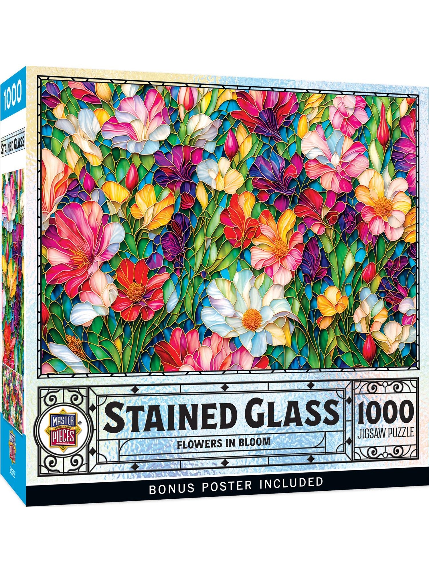 Puzzle 1000 Pc Stained Glass Flowers In Bloom 7250 