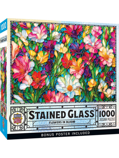 Puzzle 1000 Pc Stained Glass Flowers In Bloom 7250 