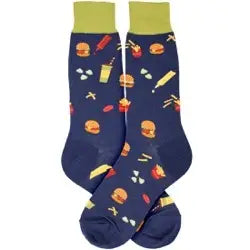 Men's Socks - Novelty, crew sock, fun- Burgers & Shakes 