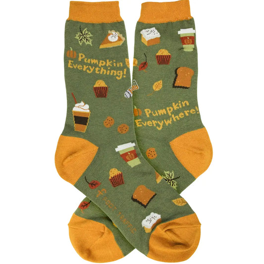 Women's Sock Pumpkin Everything Green/Orange 7067 