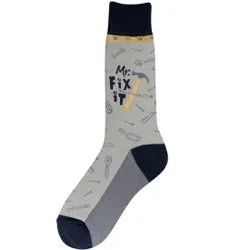 Men's Socks - Novelty, crew sock, fun- Mr. Fix It 
