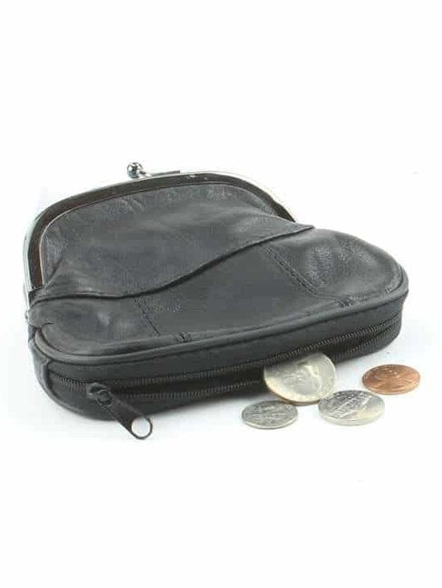 Coin Purse Black Medium Frame&nbsp; Leather 708Ast
