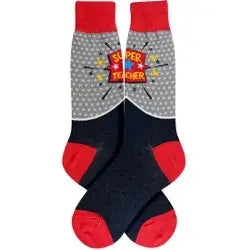 Men's Socks - Novelty, crew sock, fun- Super Teacher 