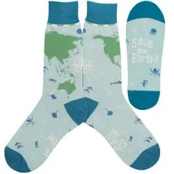Men's Socks - Novelty, crew sock, fun-Save the Earth 