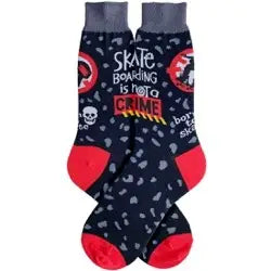Men's Socks - Novelty, crew sock, fun - Skateboarding Vote Crime 