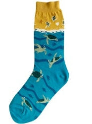 Kid's Socks Two Sizes Available Sea Turtles Blue/Yellow 7115