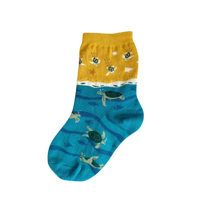 Kid's Socks Two Sizes Available Sea Turtles Blue/Yellow 7115 