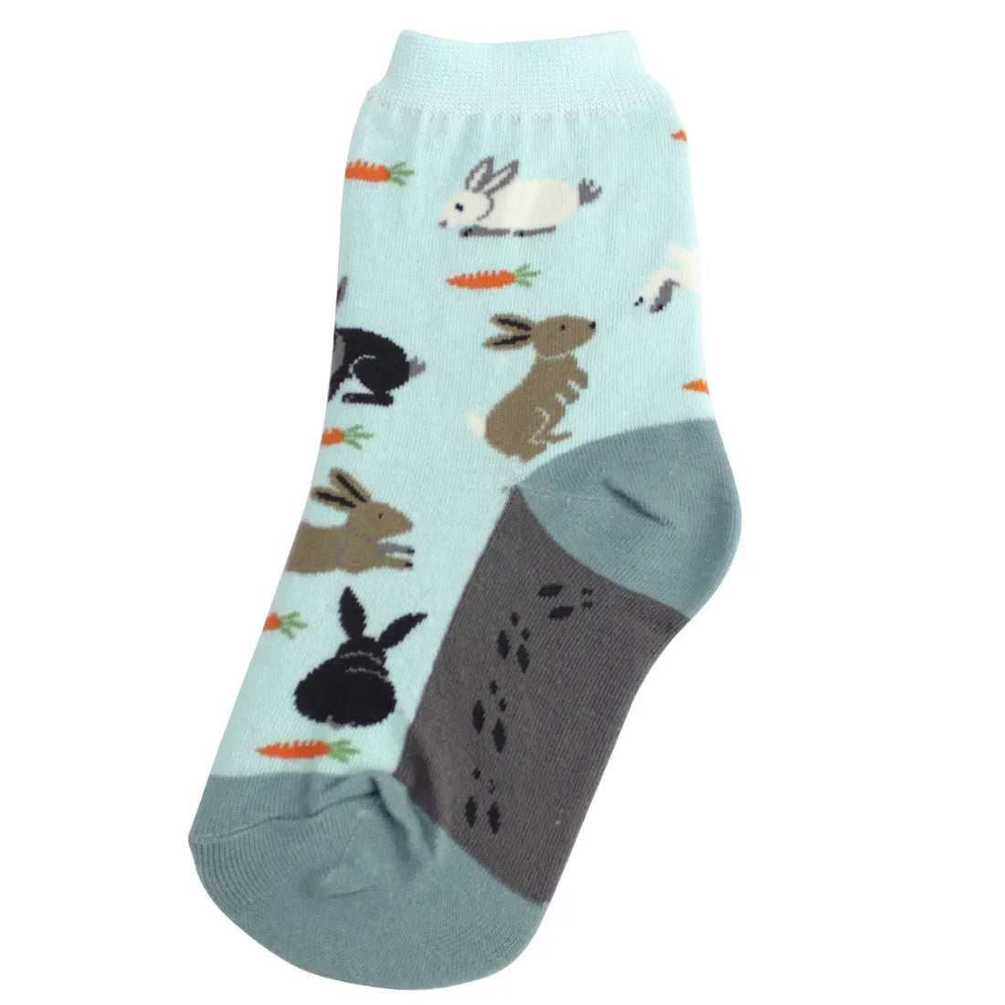 Kid's Socks Two Sizes Available Rabbits Teal/Brown 7147 