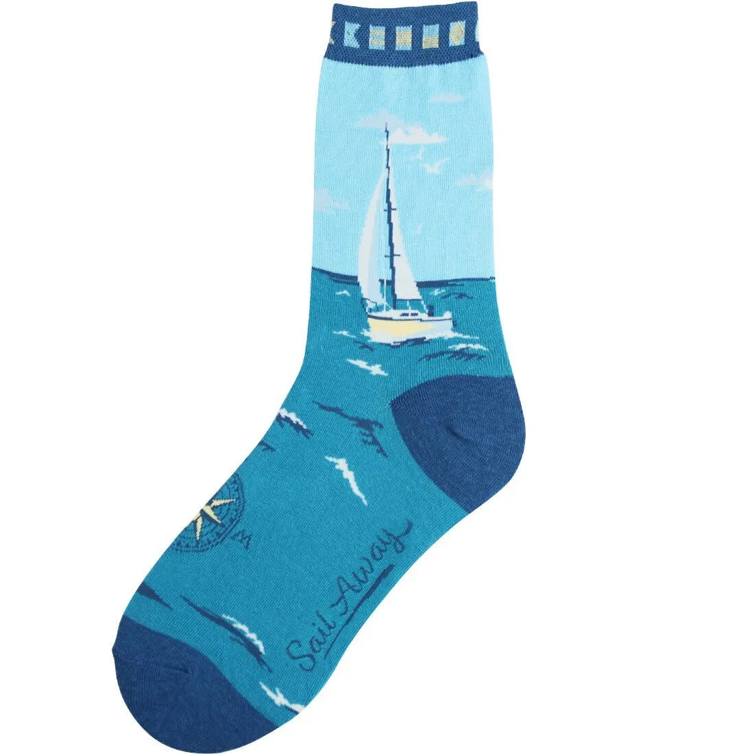 Women's Sock Sail Boat Blue 7164 