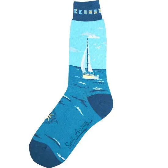 Men's Sock  Sail Boat Blue 7164M 