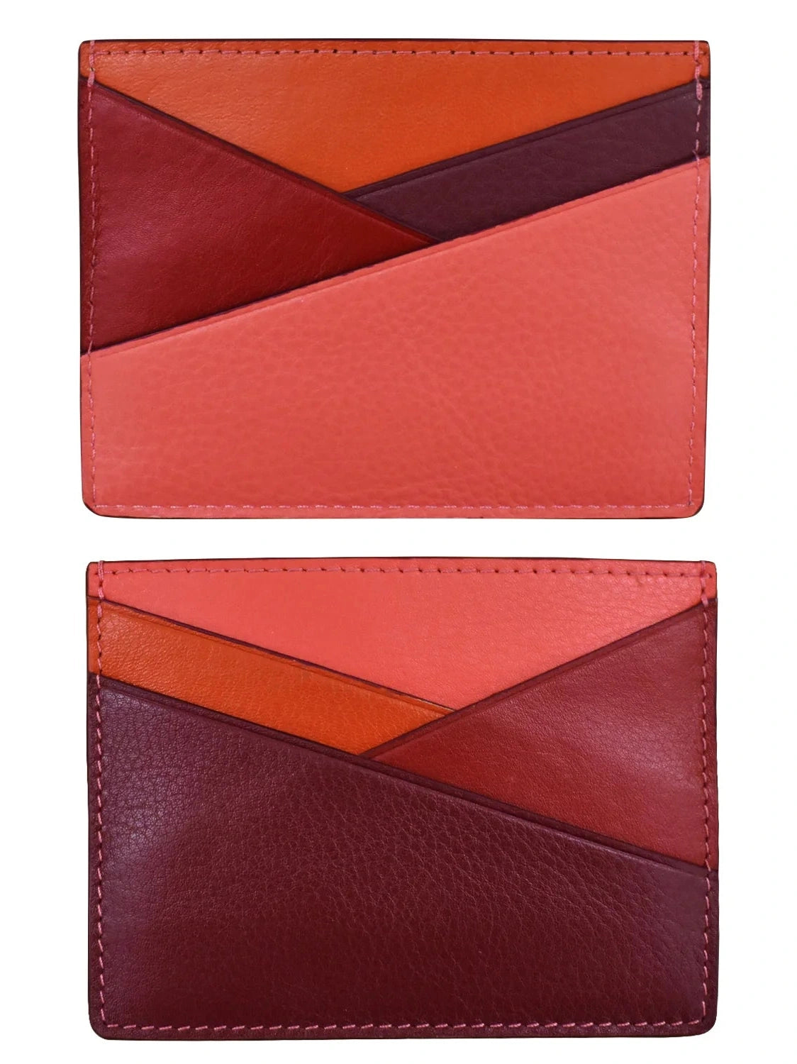 Card Holder Asymmetric Autumnal Multi Colored Leather RFID Blocking  7173