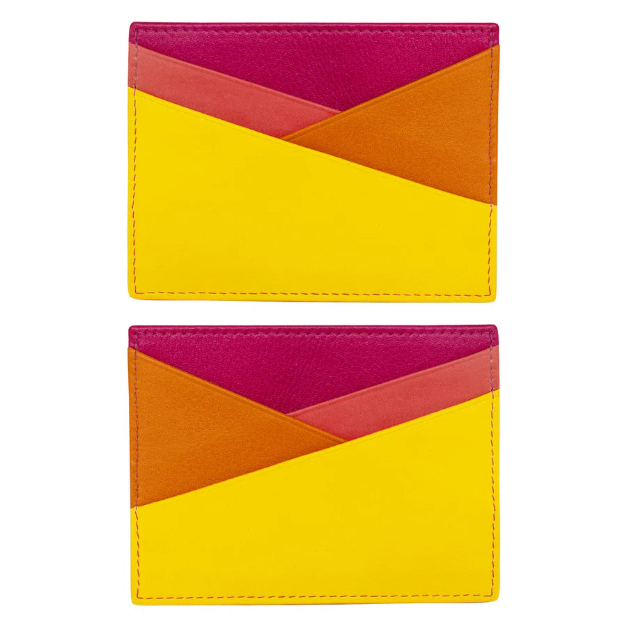 Card Holder Asymmetric Sunset Multi Leather RFID Blocking 7173 