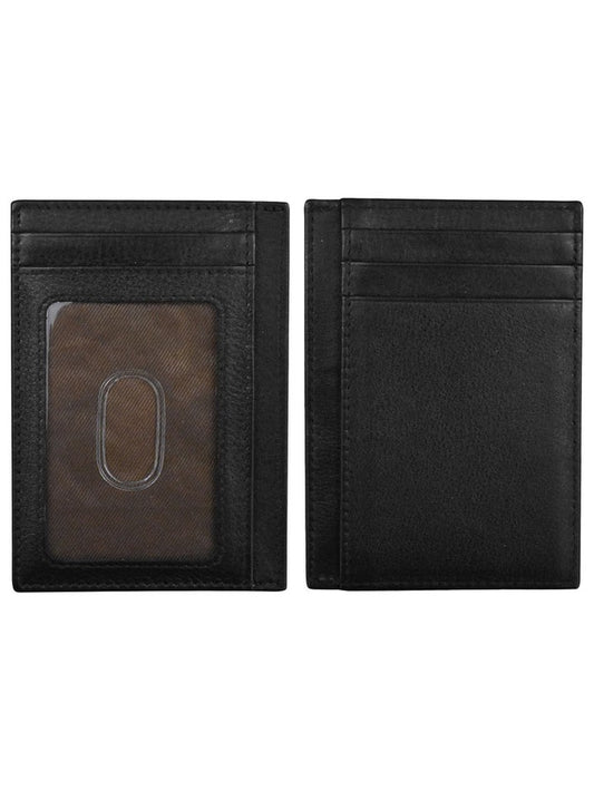 Id Card Case Black Leather 7176 