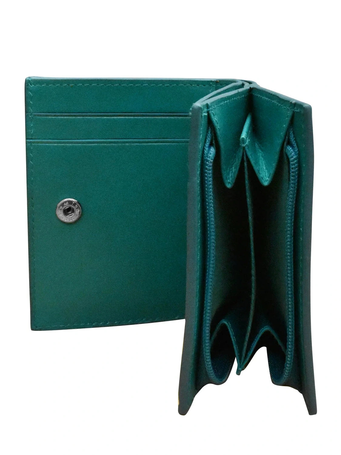 Wallet Small Snap Zipper Aqua Leather 7177 
