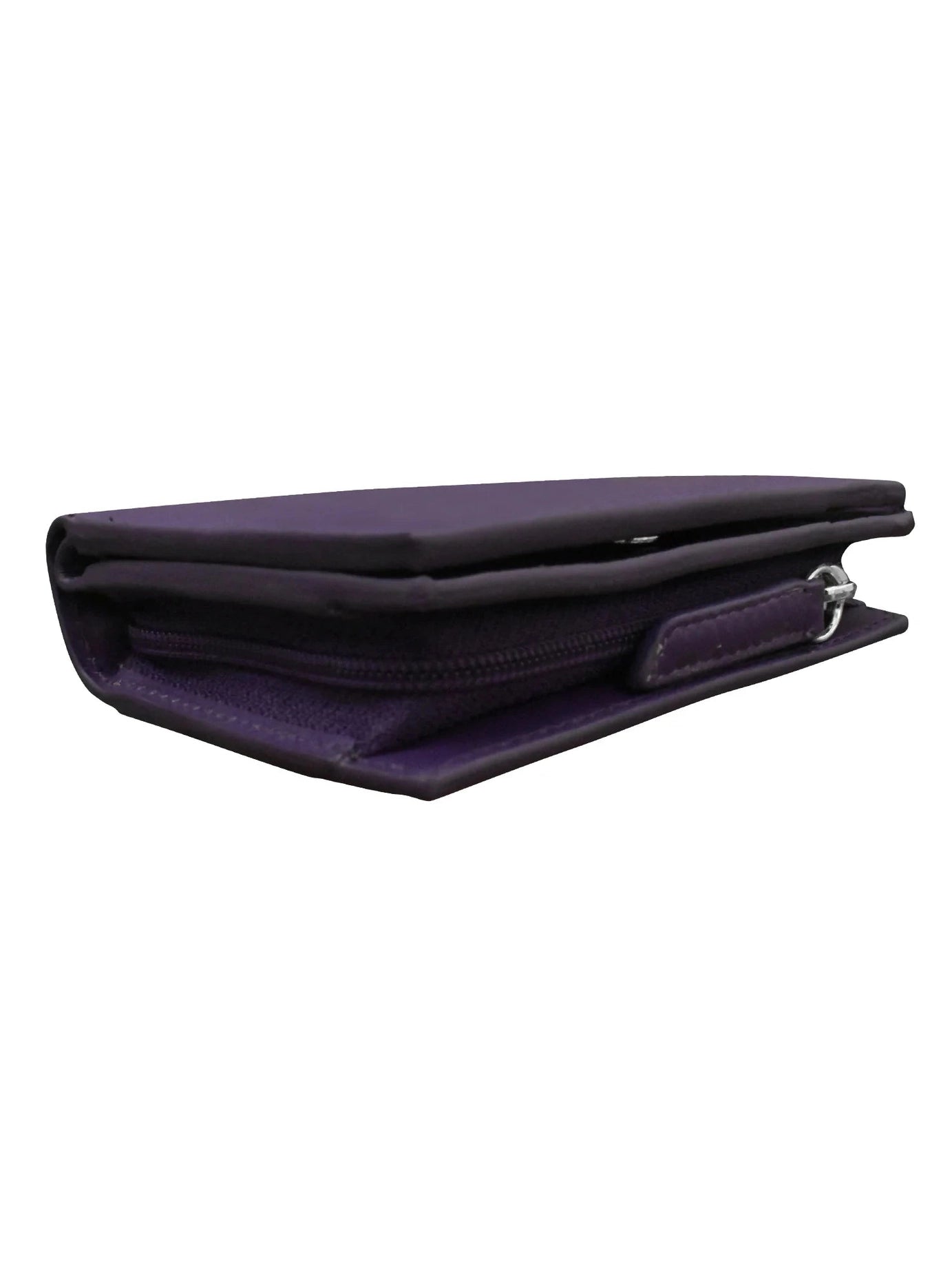 Wallet Small Snap Zipper Purple Leather 7177 