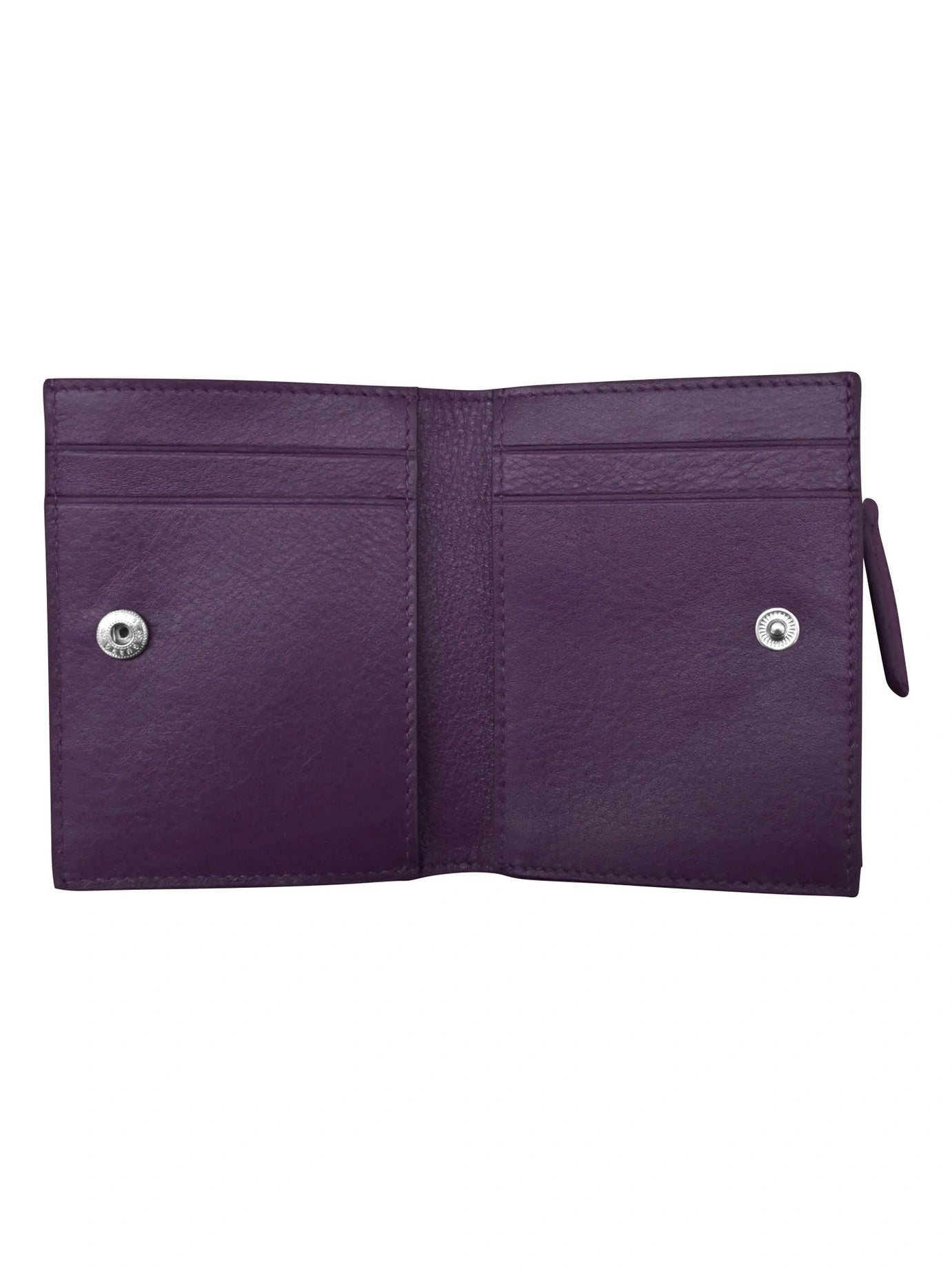 Wallet Small Snap Zipper Purple Leather 7177 