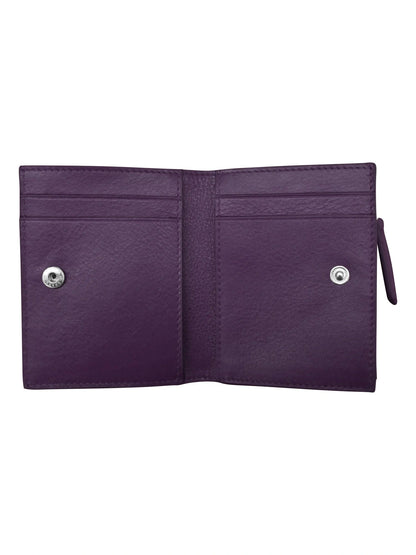Wallet Small Snap Zipper Purple Leather 7177 