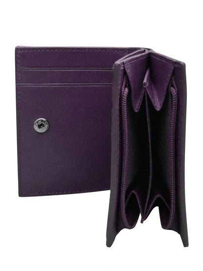Wallet Small Snap Zipper Purple Leather 7177 