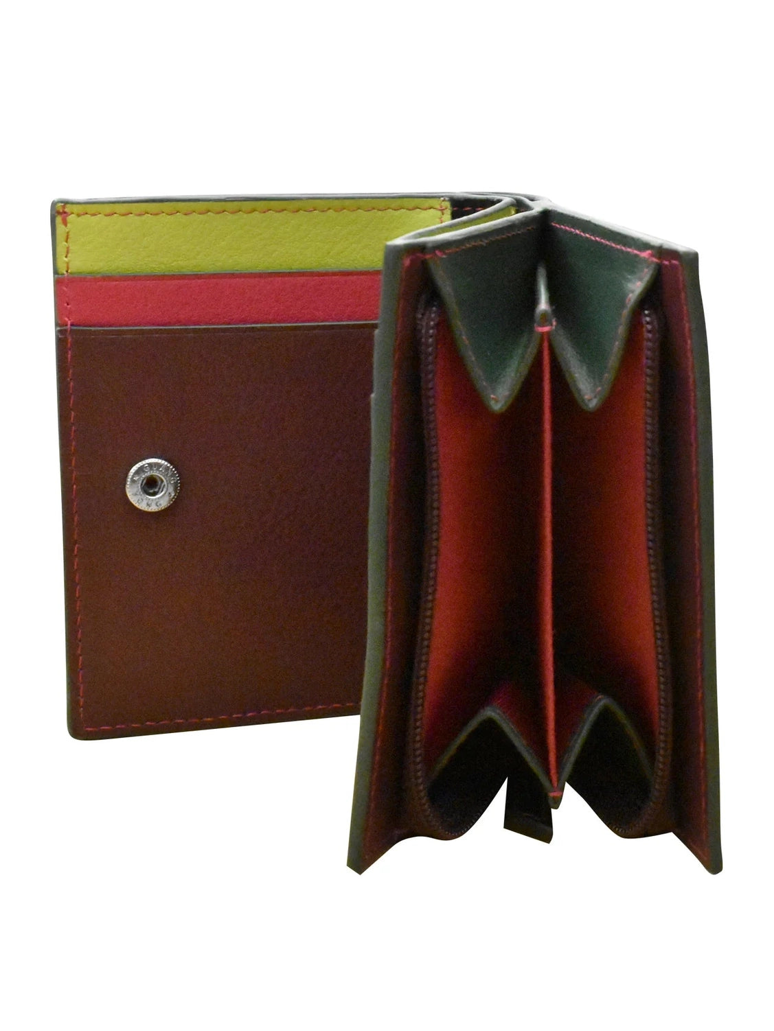 Wallet Small Snap Zipper Forest Multi Leather 7177 