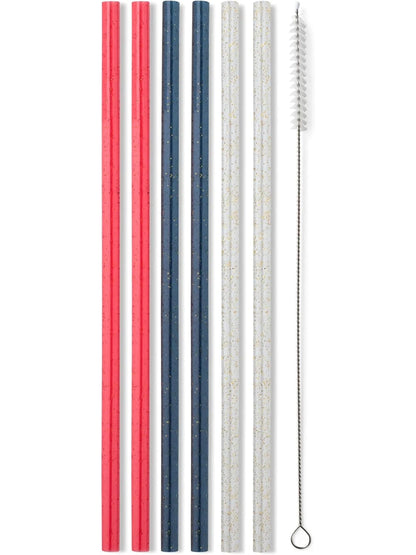 Reusable Straw Red, White, Blue Glitter S191ts-rdgl