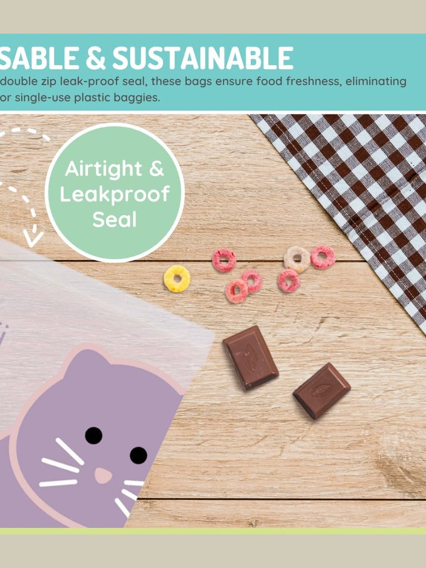Snack Bag Reusable  Cat/Unicorn Pink/Purple   21200