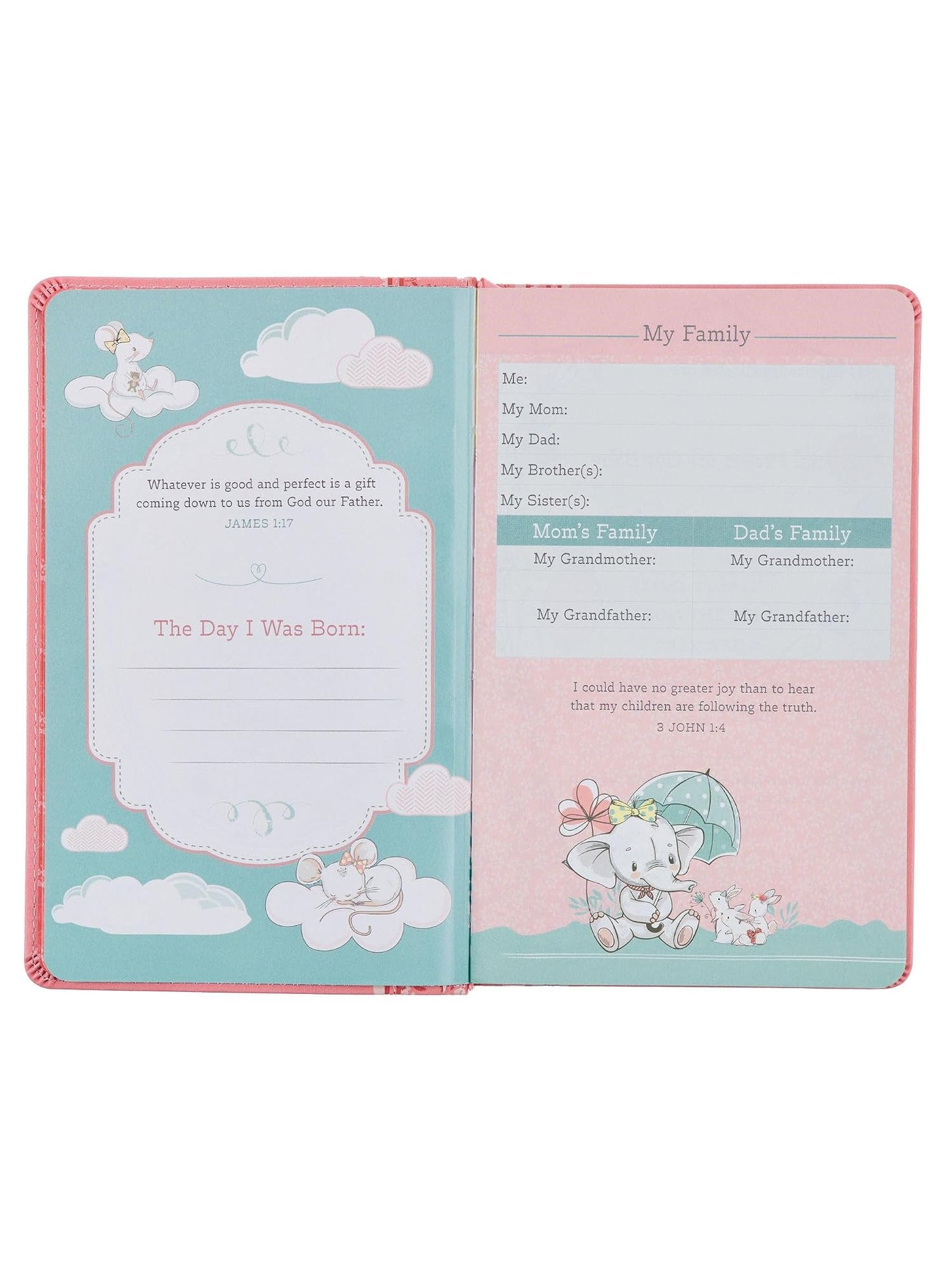 Book Bible Infant Pink&nbsp; Faux Leather Bnlt05