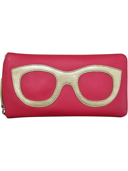 Eye Glass Case/Zip Pocket With Frame Graphic Indigo Pink/Light Gold 6462