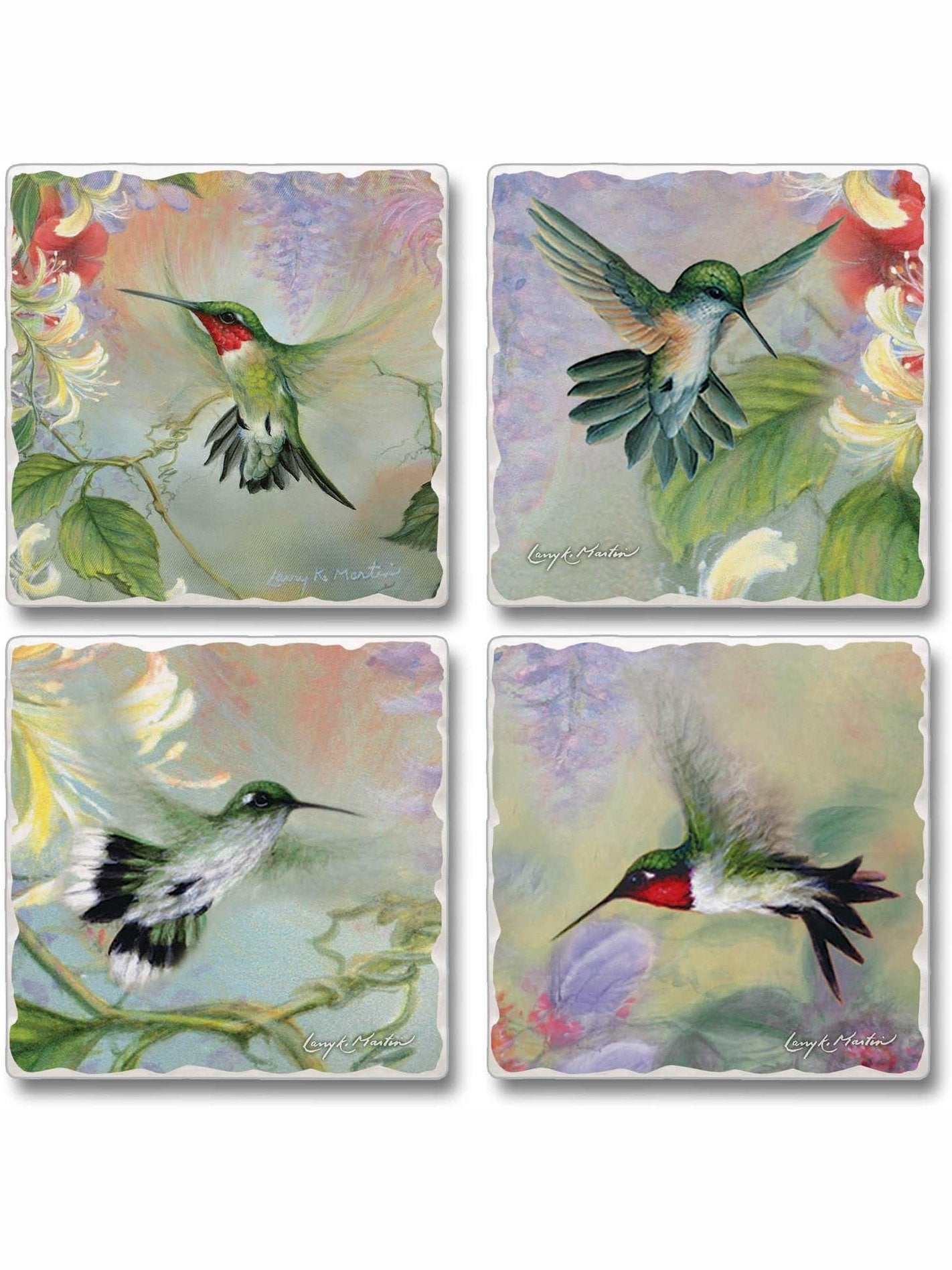 Coaster Natures Gift Of Feathers Hummingbirds 4Pk 4x4" 05-00727