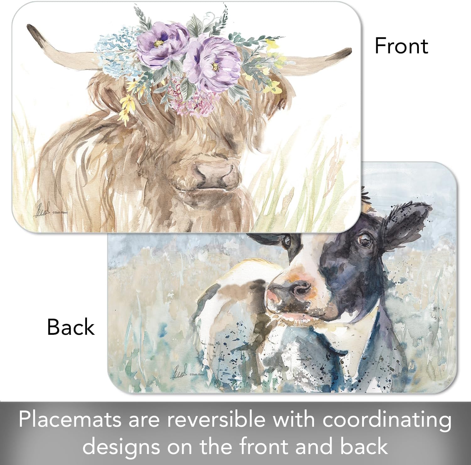 Reversible Placemat 11x17" Home On The Range Cow 174-00434
