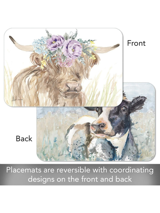 Reversible Placemat 11x17" Home On The Range Cow 174-00434