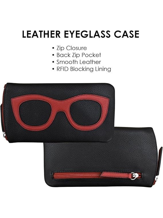 Eye Glass Case Leather Black/Indian Pink 6462 