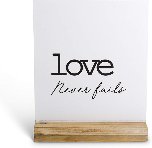 Sign Love Never Fails 9.5 x 7.5"16085a 