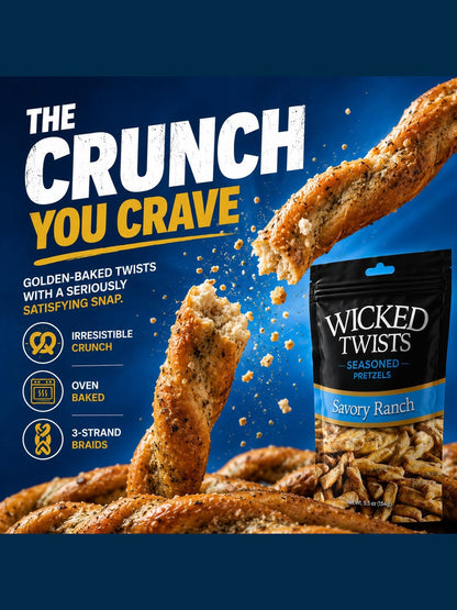 Wicked Twists Savory Ranch Seasoned Pretzels Psr1205