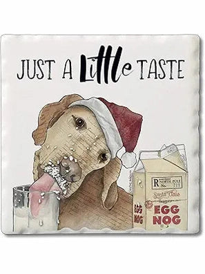Coaster Christmas Tile Dog&nbsp; Just A Little Taste 4x4" 02-02003