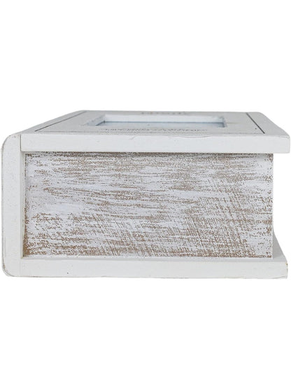 Picture Book 4x6" Fabric Covered Wood White Ffrd11038