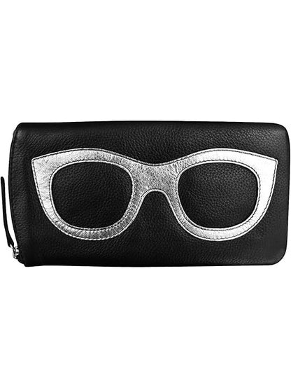 Eye Glass Case/Zip Pocket With Frame Graphic Indigo Black/Silver 6462