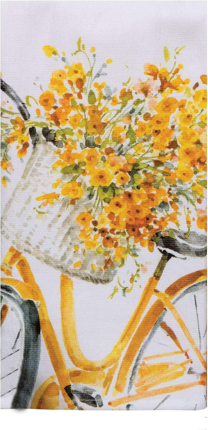 Tea Towel Sweet Home Yellow Bicycle Floral&nbsp; Dual Purpose Terry R4884